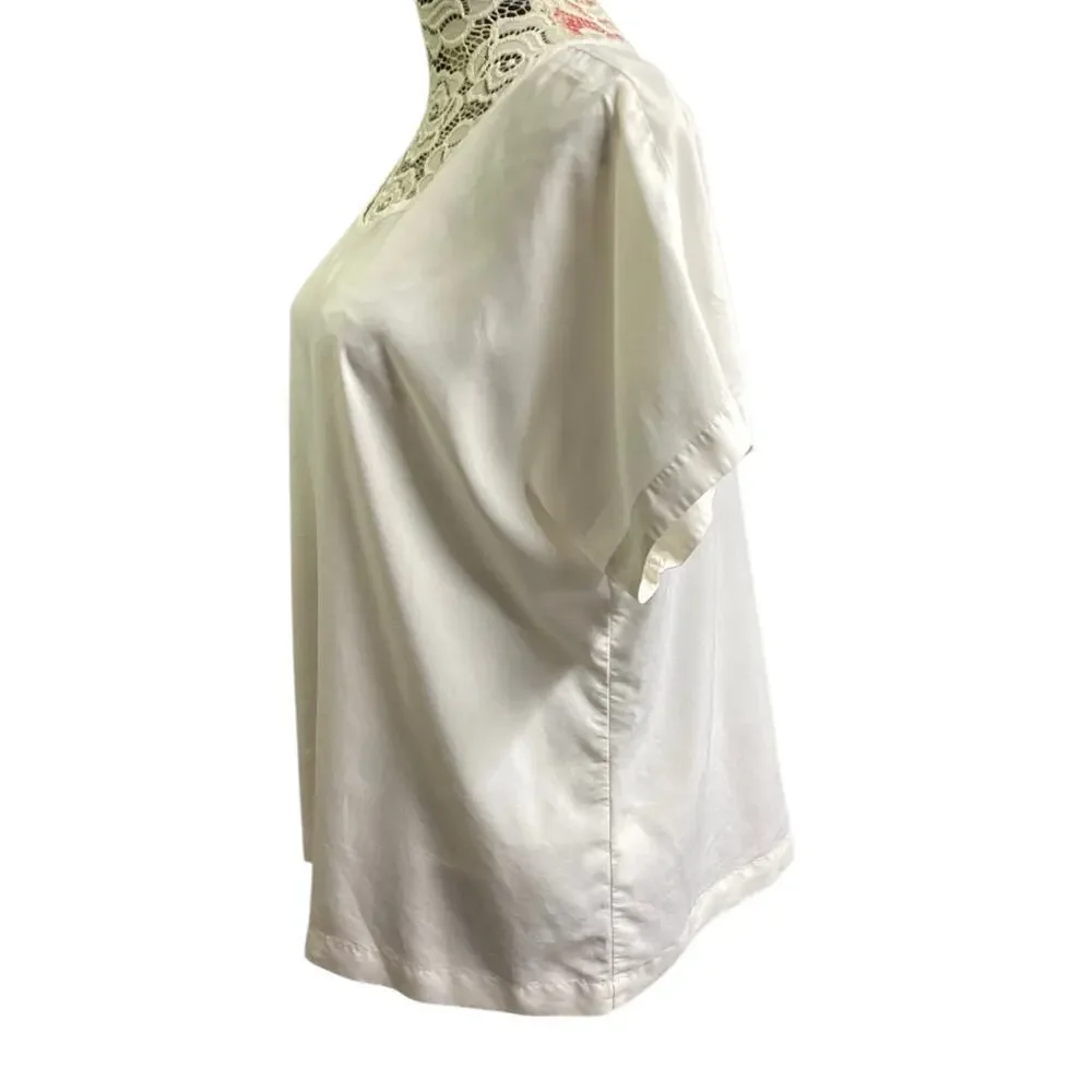 J. Jill shirt lightweight round neckline off-white short sleeves size L